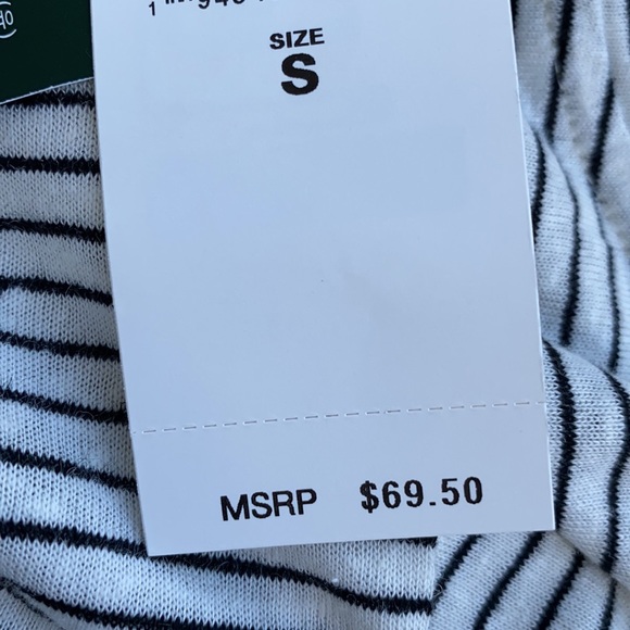 New Lauren Ralph Lauren linen Striped T-Shirt front knot top - Picture 9 of 10